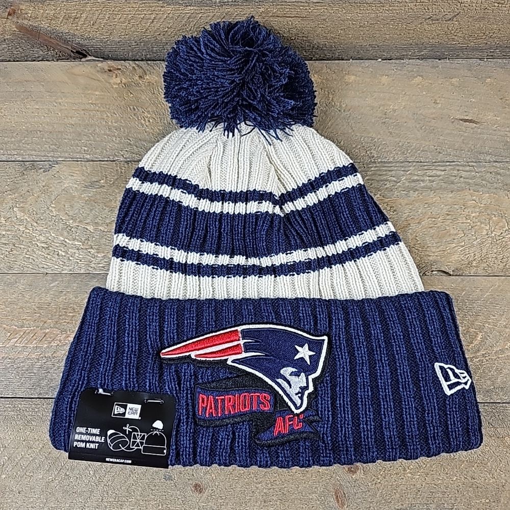 New Era New England Patriots NFL Football Lined Blue/Red/Cream Stocking Hat